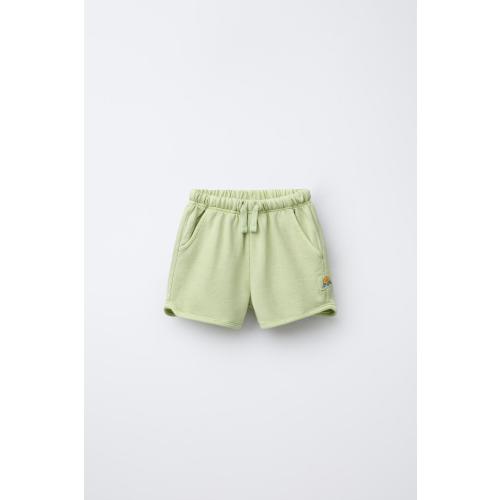 STRAIGHT GARMENT DYE LABEL PLUSH SHORTS - Navy blue | ZARA United States