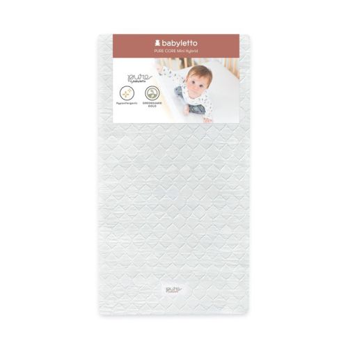 Babyletto Pure Core Non-Toxic Mini Crib Mattress with Hybrid Waterproof Cover, Greenguard Gold Certified