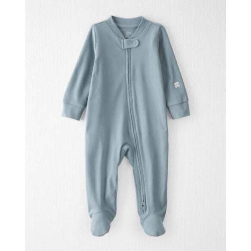 Baby Organic Cotton Sleep & Play Pajamas in Blue - Little Planet (Size 3M)