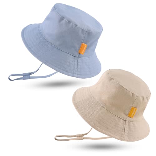 JANGANNSA Cotton Baby Sun Hat Infant Toddler Boys Girls Bucket Hats Summer Sun Protection Kids Beach Caps