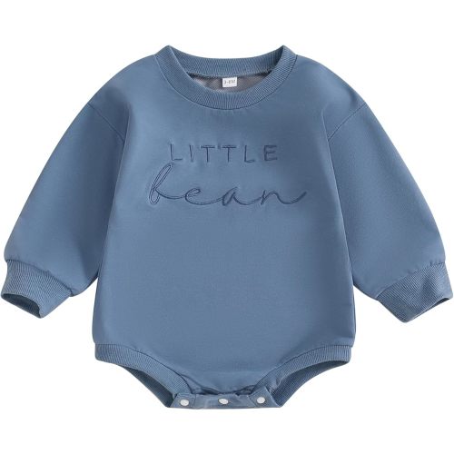 VISGOGO Newborn Baby Girl Boy Bubble Romper 3 6 9 12 18M Onesie Sweatshirt Long Sleeve Oversized Fall One-Piece Bodysuit