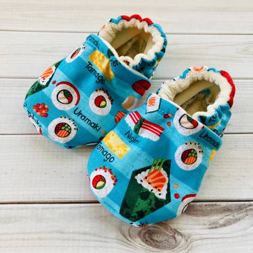 Sushi baby shoes, Japanese baby shower gift, sushi moccasins, soft soled crib shoes, coming home outfit, toddler slippers, baby booties