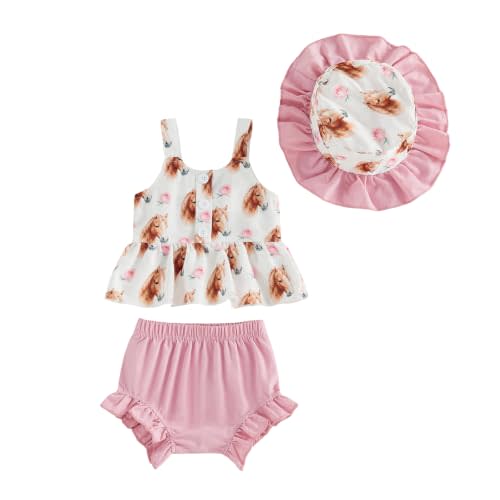 Western Baby Girl Clothes Cow Print Smocked Ruffle Crop Top Shorts Set Infant Cowgirl Outfit Toddler Summer Clothes