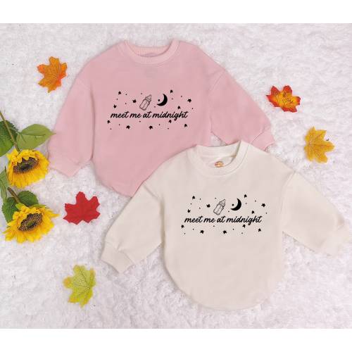 Meet Me At Midnight Baby Romper Sweatshirt, Baby Announcement Romper, Coming Home Bodysuit, Newborn Outfit