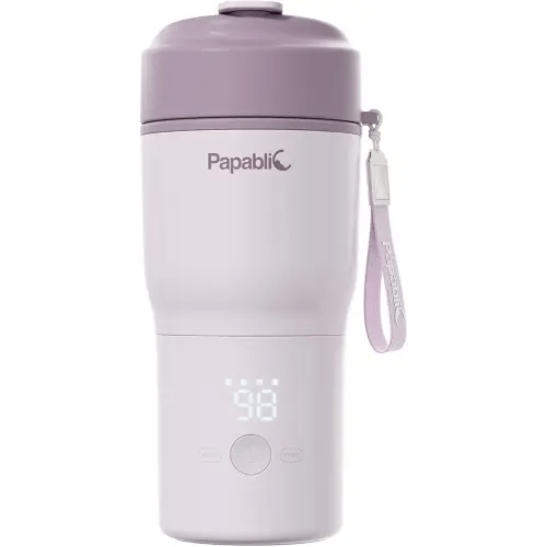 Papablic Portable Bottle Warmer – Fast Heating Baby Bottle Warmer on The Go with Sterilization, Wide Mouth & Smart Temperature Control, Car & Outdoor Feeding, Spodumene Purple