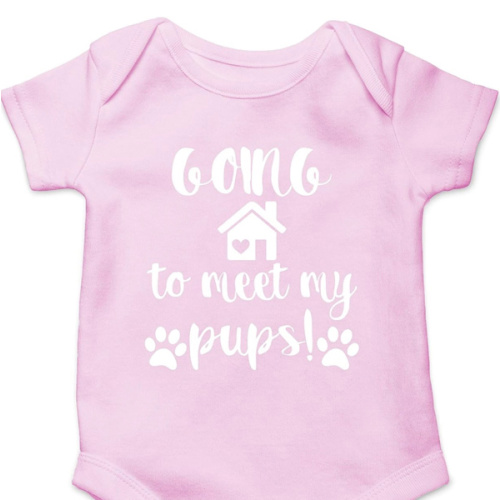 Amazon.com: Going To Meet My Pups - Funny Baby Essentials Bodysuit - Newborn Boy Clothes Baby Girl Romper