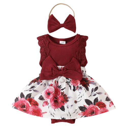 Yindaity Baby Girl Dress Summer Ruffle Sleeve Bowknot Floral Dresses Casual Sundress ,3-6 Months