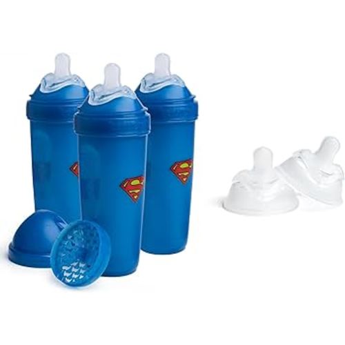 Superman DC Comics - Herobility Double Anti-Colic Baby Bottle – 12 fl oz /340ml with Extra Large Size Teats - Bundle