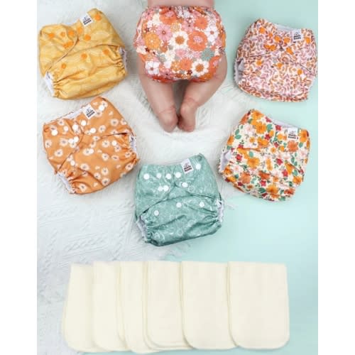 POCKET DIAPER 3.0 WITH INSERTS - 6 PACK(Little Daisies)