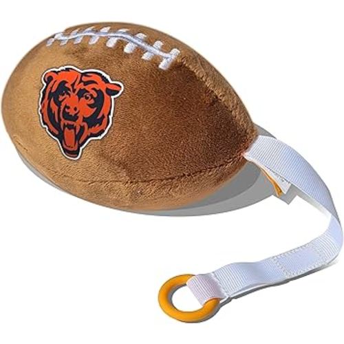 Chicago Bears Plush Football Pacifier Holder by Smilo - Officially Licensed NFL Soother Holder - Soft Plush Toy and Dummy Holder - Fits Any Pacifier - Stroller Accessory & Newborn Essential
