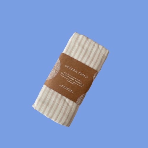 Baby Mini Stripe Organic Bamboo Cotton Baby Swaddle – Stone