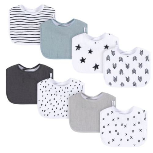 8-Pack Baby Neutral Black & White Muslin Drooling Bibs – Gerber Childrenswear