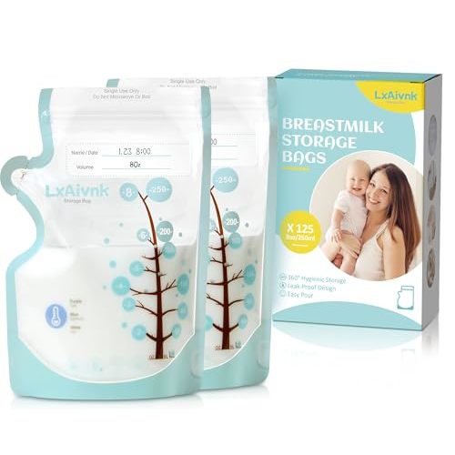 Temp-Sensing Breastmilk Storage Bag - 8oz(125Pcs) | Temp-Sensing Icon & No Leak Locking Clamp, Strength Thin Design, for Breastfeeding, Suitable for Freezer