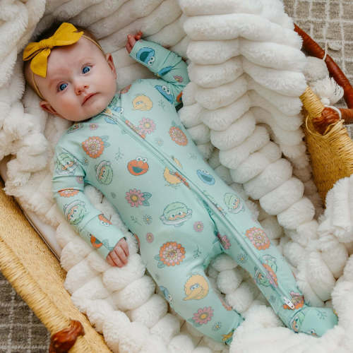 Convertible Zip-Up Footie - Sesame Street Retro Floral