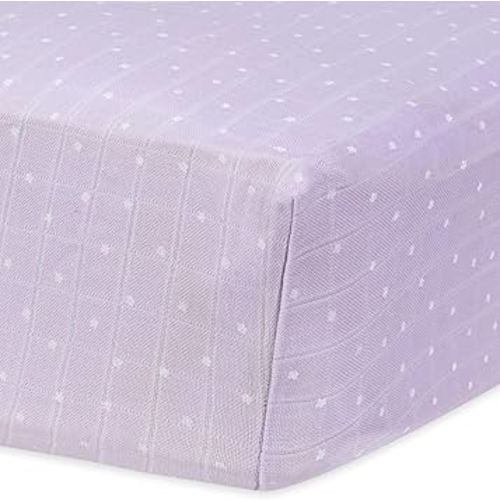 Under The Nile Muslin Crib Sheet - Lavender Stars - Organic Cotton