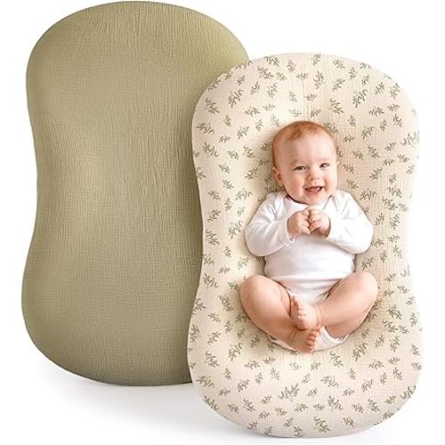 Termichy Baby Lounger Cover Muslin: Soft Cotton Slipcover for Snuggle Me Lounger - Removable & Machine Washable for Daily Use - Zipper-Free & Skin-Friendly for Newborn Girls and Boys