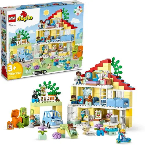 LEGO DUPLO Town 3 in 1 Family House 10994 Educational STEM Building Toy Set for Toddlers Ages 3 and Up, for Kids, Car Toy and 3 Floor House Lets The Whole Family Build, Play and Learn
