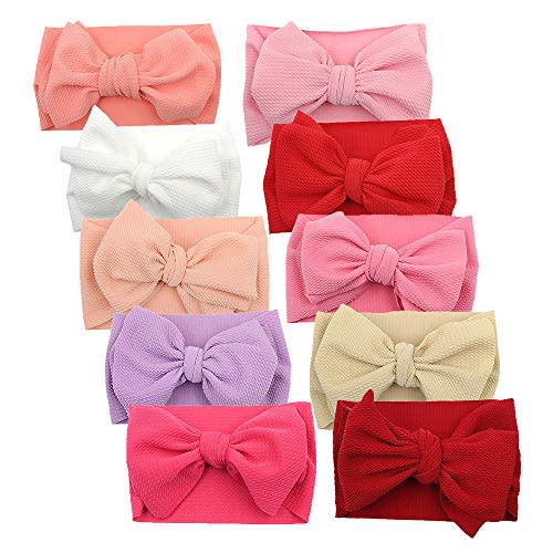 KIDOCHEESE Big Bows Baby Girl Headbands with Bows Elastics Nylon Hairbands Oversized Head Wraps Large Hair Bow Hair Accessories for Baby Girls Newborn Infant Toddlers Kids
