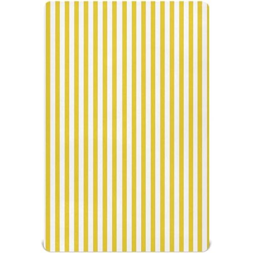 Yellow White Stripes Crib Sheets for Boys Girls Soft Breathable Mini Crib Sheets for Baby 52" x 28"