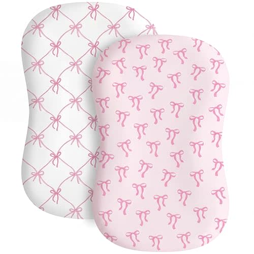 2 Pack Pink Bow Baby Lounger Cover Stretchy and Soft Infant Lounger Cover Breathable and Soft Baby Nest Slipcover for Boys Girls