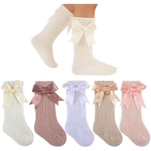 Baby Girls Knee High Socks Infants Toddlers Mesh Long Stockings Bow Ruffle Long Socks Dress Sock for Spring Summer