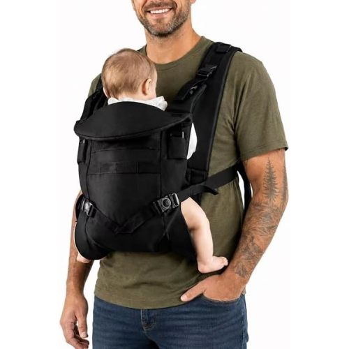 Tactical Baby Carrier for Men, with Bottle Holder, Ergonomic for Infants & Toddlers, 8‑35 lbs, Black