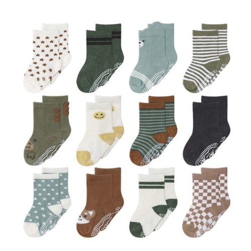 Neutral Organic Baby Boy or Girl Baby Socks, 12-Pack