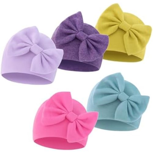Newborn Hospital Hats Beanie Bow Infant Caps Baby Cotton Cloth Turban Toddler Rabbit Ear Hat for 0-6 Months
