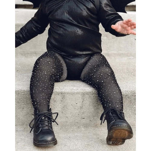 Rhinestone Fishnet Tights - Black - Bailey's Blossoms