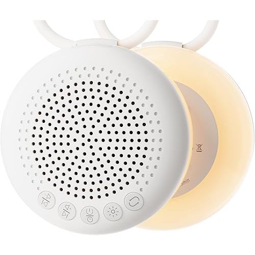 Glocusent 3-in-1 Portable Baby Sound Machine, White Noise Machine for Sleeping, Night Light & Phone Connected Speaker 34 Sounds Timing Function 1000mAh Large Battery Designed for Travel