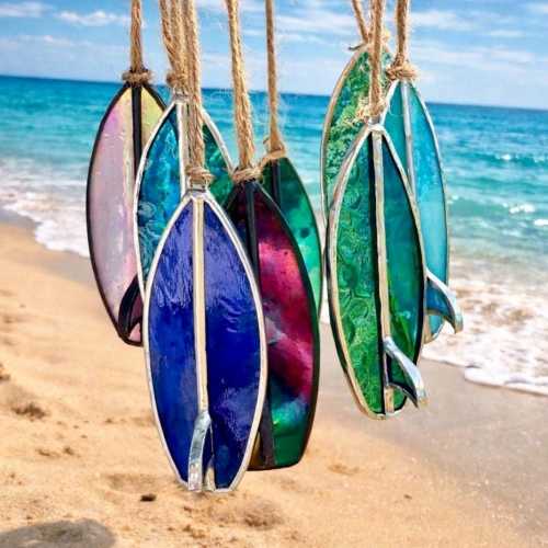 Handmade Surfboard Car Charm | Stained Glass Surfboard | Gift for Surfers