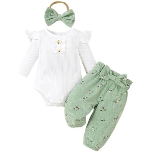 Yvowming Baby Girl Clothes Ruffle Romper Pants Set Infant Girl Outfits