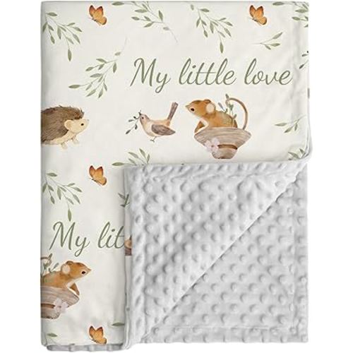 Baby Blankets for Newborn - Nursery Minky Blankets Super Soft for Boys Girls, Infant Toddler Blanket with Double Layer Dotted Backing for Baby Crib Stroller, 30 x 40 Inch, Animal World