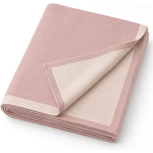 lulumoon Baby Blanket Cotton Knit: Stretchy for Newborn Receiving Swaddle | Soft & Breathable for Infant Nursery Crib or Stroller, Medium-Weight for AC Room, Neutral for Registry Gift 30"x40"(Sand)
