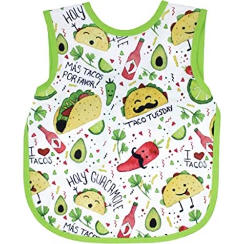 BapronBaby Taco Party Bapron - No Neck Tie Safer Bib for Baby & Toddler - Soft Waterproof Stain Resistant - Machine Washable - Sz Baby/Toddler 6m-3T