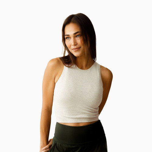 Kindred Bravely Sublime Bamboo Maternity & Nursing Longline Bra Top - Oatmeal Heather, Small