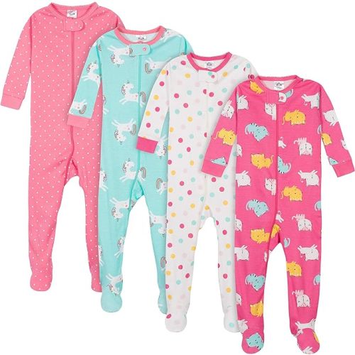 Gerber Baby Girls 4-pack Footed Pajamas