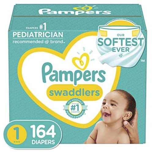Diapers Newborn/Size 1 (8-14 lb), 164 Count - Pampers Swaddlers Disposable Baby Diapers, Enormous Pack (Packaging May Vary) - New Version