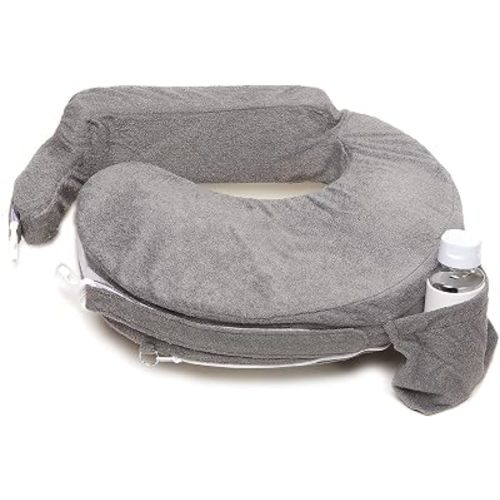 My Brest Friend Nursing Pillow - Deluxe - Enhanced Comfort w/ Slipcover - Ergonomic Breastfeeding Pillow For Ultimate Support For Mom & Baby - Adjustable Pillow W/ Handy Side Pocket, Evening Grey