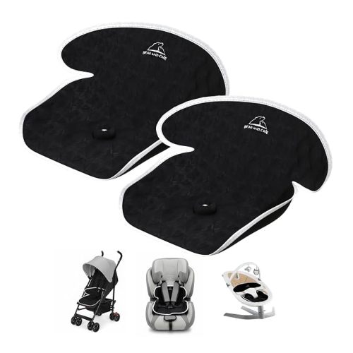 Bear and Care - Piddle Pads - Strollers, Bouncers & Car Seat Pad, Waterproof & Machine-Washable Cover on Car Potty for Toddler Toilet Training (Black, Pack of 2)