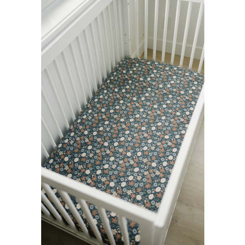 Midnight Floral Muslin Crib Sheet