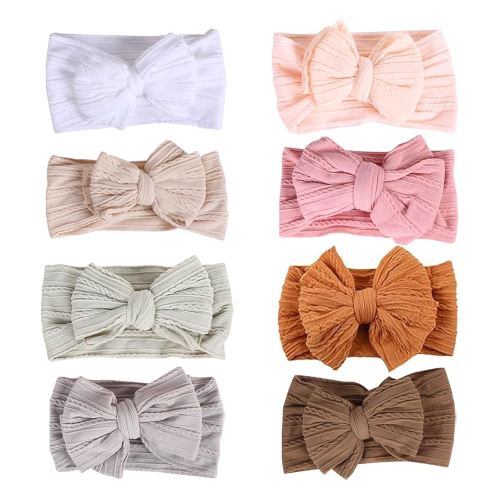 Baby Bows Headbands Nylon Hairbands Baby Girl Bows Hair Accessories for Infant Toddler Essentials (8Color-green, mid)