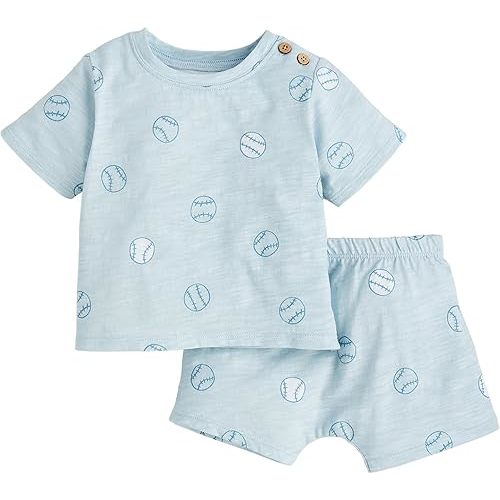 Mud Pie Children's Baseball Baby Short Set; 3-6M