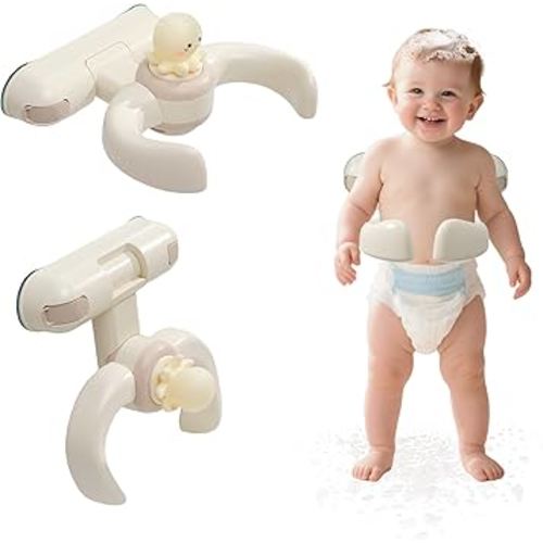 Baby Shower Stand, Adjustable Wall-Mounted Baby Shower Standing Support, Foldable Bath Stand for Infants 6–36 Months, Toddler Standing Assistance, Easy Install (Cute Octopus)