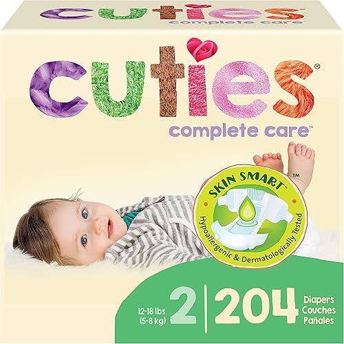 Cuties Hypoallergenic Skin Smart Baby Diapers, Size 2, 204 Count