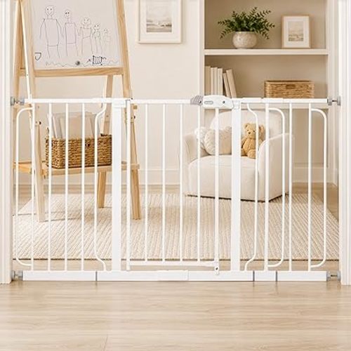 Regalo Safety 29-56" Extra Wide Baby Gate for Doorways & Bottom of Stairs, Pressure Mounted Baby Gate with Door for Babies, Toddlers & Pets, Tested & Safe for 30 Years, American Designed and Owned
