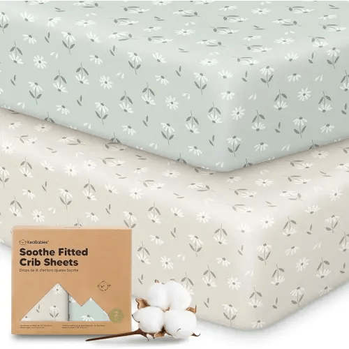 KeaBabies 2-Pack Organic Crib Sheets for Boys, Girls - 52x28 Fitted Crib Mattress Sheet Neutral, Breathable Jersey Cotton Cover for Baby Bed, Toddler Mattress, Soft & Cute Prints (Daisies)