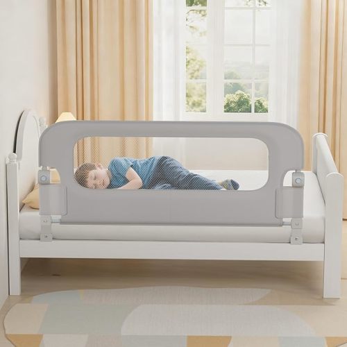 Baby Bed Rail Guard for Toddlers - 47" Toddler Bed Side Rails for Twin, Full, Queen Bunk Size Bed Swing Down Bedrail Extral Tall Child Safety Side Railing Guards for Kids