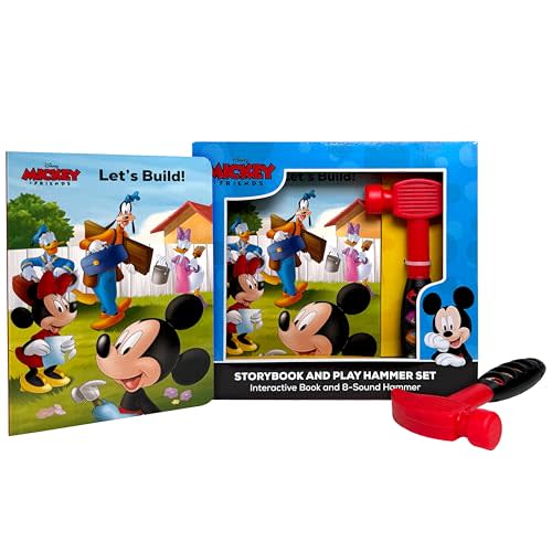 Disney Mickey Mouse & Friends - Let's Build! Storybook and 8-Sound Play Hammer Toy and Activity Book Set - PI Kids