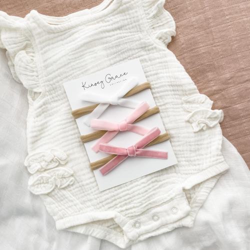 Baby Bow Set, Baby Girl Bows, Baby Headbands, Newborn Bow Set, Newborn Headbands, Pink Baby Bows, Velvet Bow,Girls Hair Bows, Small Bows